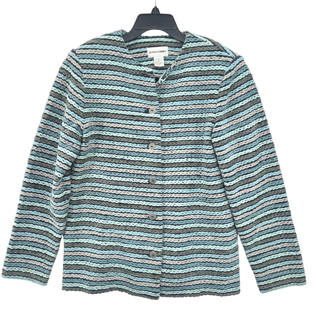 ALFRED DUNNER Women's Striped‎ Chenille Knit Blazer Coastal Quiet Luxury